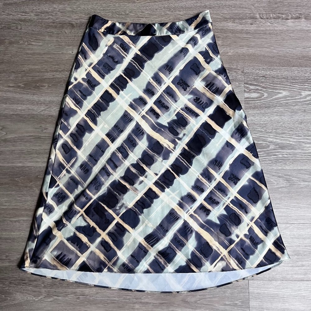 H&M Satin Multicolored Slip Midi Skirt Size 6